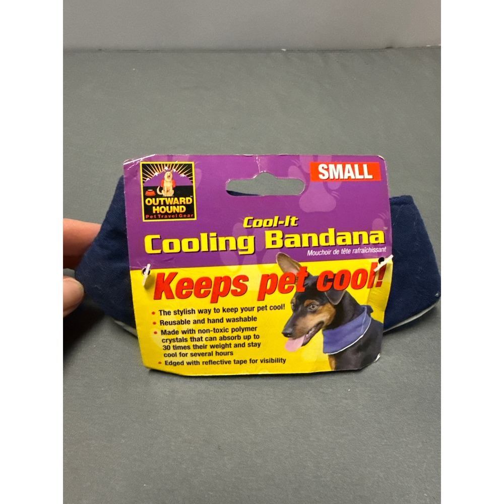 Outward Hound Cool-It Cooling Bandana Small Navy Blue Reflective Dog OH00668